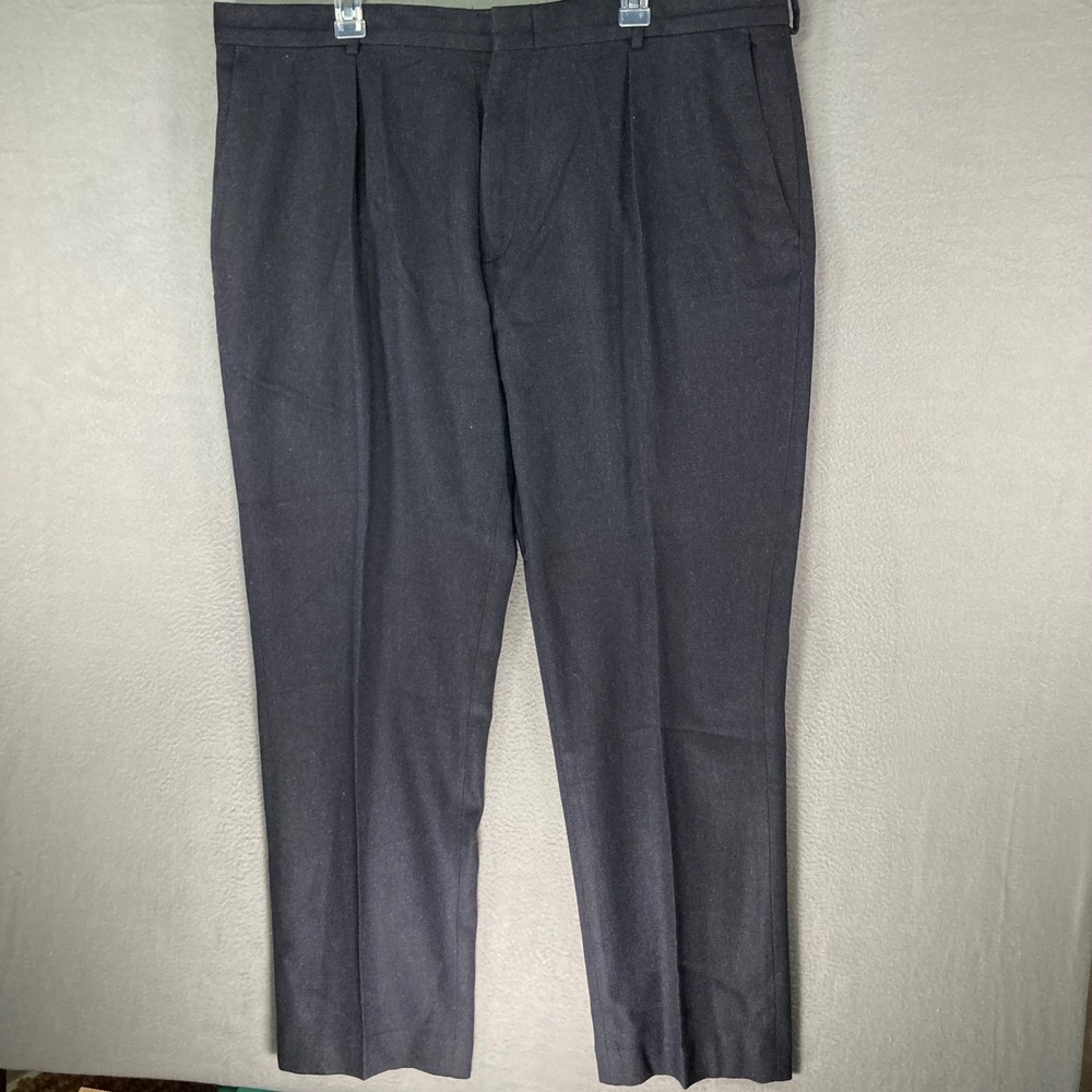 Polo Ralph Lauren Men Pleated Wool Blend Dress Pants Trousers Charcoal Gray40x30